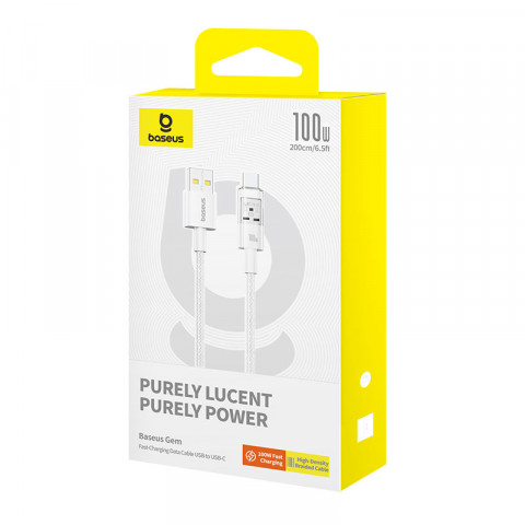 Kabel Baseus Gem USB-USB C 100W 2m (biały) - Galeria zdjęcie 5