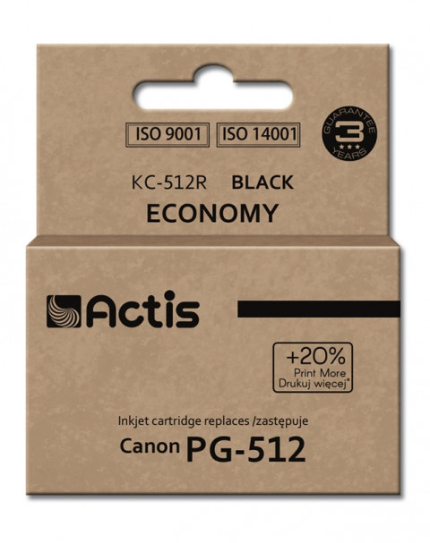 Actis KC-512R Tusz do drukarki Canon, Zamiennik Canon PG-512; Standard; 15 ml; czarny. - Galeria zdjęcie 1