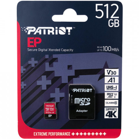 PATRIOT EP PRO micro SDXC 512GB A1 V30 U3 CL10+Adap - Galeria zdjęcie 4
