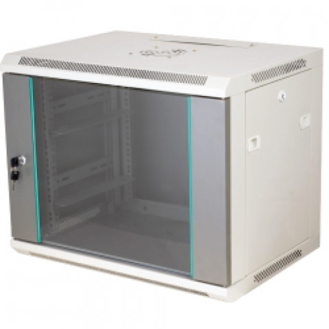 Alantec-Szafa wisząca 19" 18U 450mm d.szklane szary - Galeria zdjęcie 1