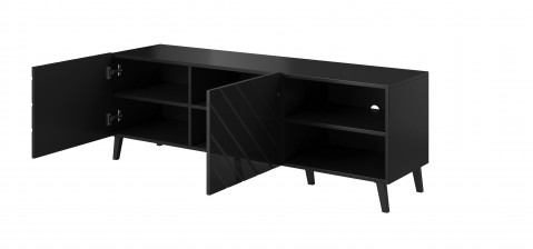 Szafka RTV ABETO 150x42x52 czarny/czarny połysk - Galeria zdjęcie 4