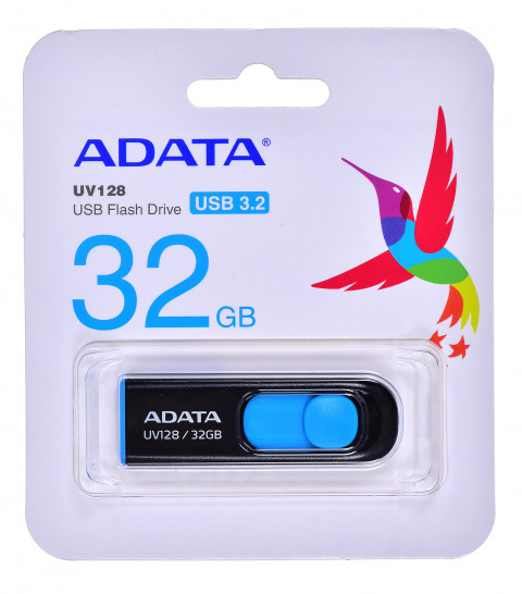 Pendrive Adata DashDrive UV128 32GB USB 3.0 Czarny+Niebieski. - Galeria zdjęcie 2
