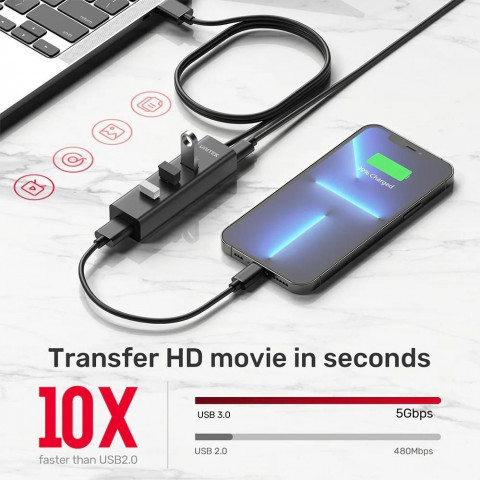 UNITEK AKTYWNY HUB USB-A 5GBPS, 4X USB-A - Galeria zdjęcie 5