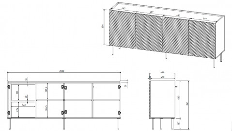 Komoda 4D2SZ ONDA 200x45xH85 zieleń - Galeria zdjęcie 4