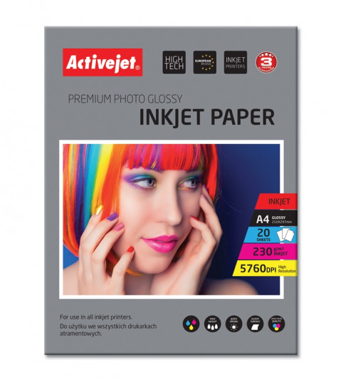 Activejet AP4-230G20 Papier fotograficzny błyszczący; A4; 20 szt. - Galeria zdjęcie 1