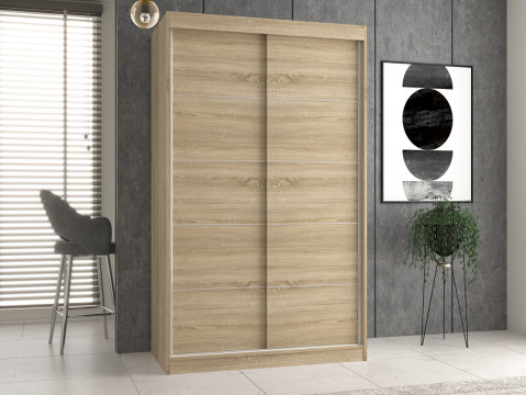 Szafa z drzwiami przesuwnymi i ozdobnymi szprosami IGA 120x61xH200 sonoma - Galeria zdjęcie 2