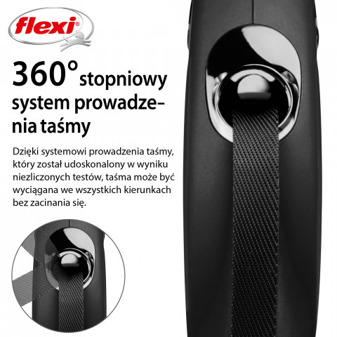 FLEXI New Classic S czarna - automatyczna smycz dla psa - 5m - Galeria zdjęcie 3