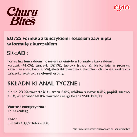 INABA Churu Bites Kurczak z tuńczykiem i łososiem - przysmak dla kota - 3x10 g - Galeria zdjęcie 7