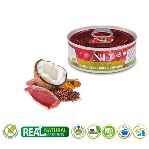 FARMINA N&D Cat Quinoa Duck&Coconut Adult - mokra karma dla kota - 80 g - Galeria zdjęcie 2