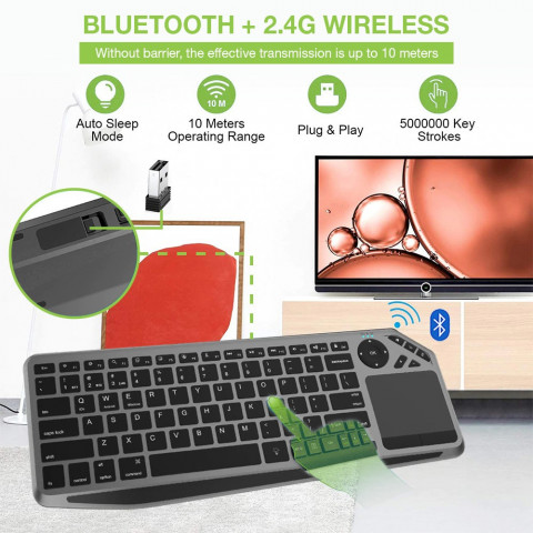 TECHLY BEZPRZEWODOWA KLAWIATURA DUALNA BT/RF TOUCH - Galeria zdjęcie 5