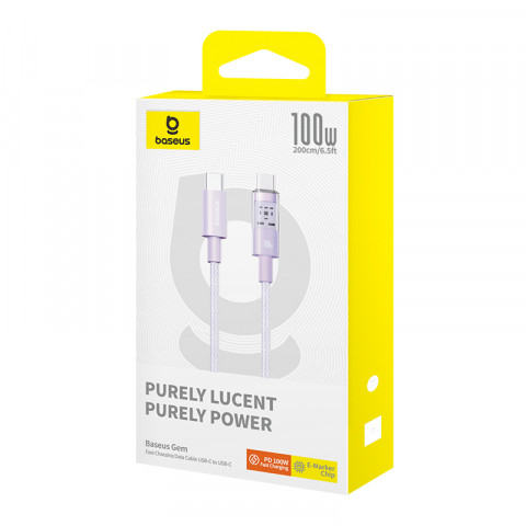 Kabel Baseus Gem Typ C-Typc C 100W 2m (fioletowy) - Galeria zdjęcie 6