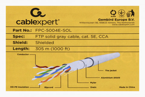 GEMBIRD FTP KABEL DRUT KAT 5E AWG24 CCA 305M - Galeria zdjęcie 3
