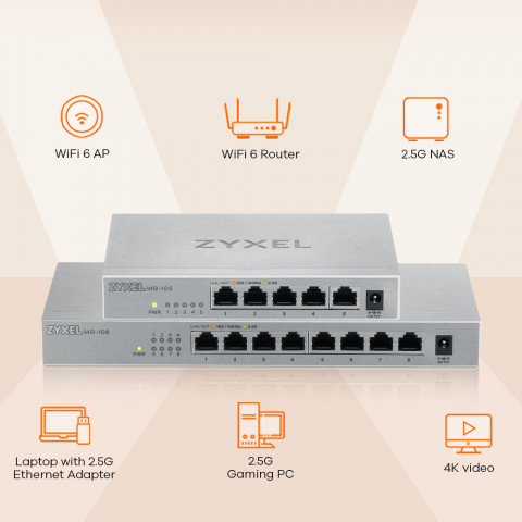 Switch Zyxel MG-105 5p Unmanaged Multigigabit - Galeria zdjęcie 8