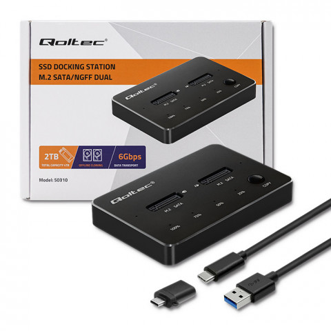QOLTEC STACJA DOKUJĄCA DYSKÓW 2X SSD M.2 SATA - Galeria zdjęcie 2