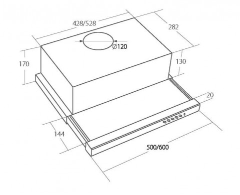 Okap teleskopowy AKPO WK-7 LIGHT GLASS TOUCH 60 INOX CZARNY (front czarne szkło, dotykowy) - Galeria zdjęcie 2