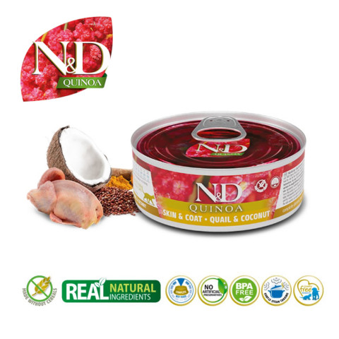 FARMINA N&D Cat Quinoa Quail&Coconut Adult - mokra karma dla kota - 80g - Galeria zdjęcie 2