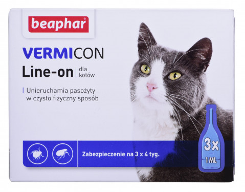 BEAPHAR VERMICON Line-on Cat - krople przeciw pasożytom dla kota - 3x1 ml - Galeria zdjęcie 2