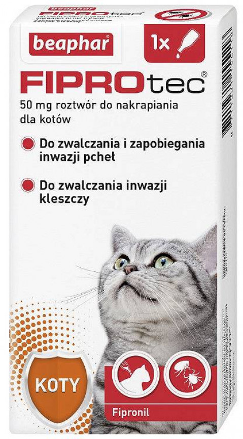 Beaphar FIPROtec Krople dla kota S 50mg x1 - Galeria zdjęcie 1
