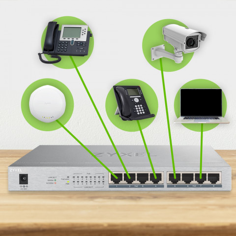 Switch Zyxel GS1008-HP 8p PoE (PoE+: 8) 60W Unmanaged Gigabit - Galeria zdjęcie 7