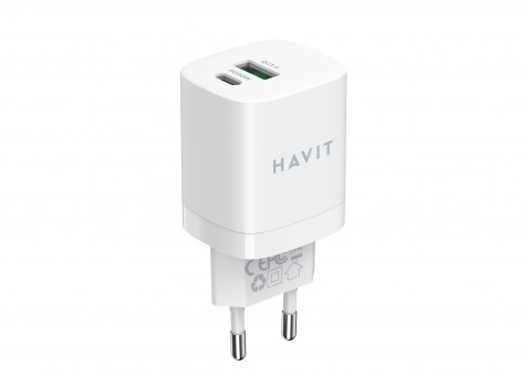 Havit UC30 EU - dwuportowa ładowarka podróżna GaN 33 W, biała - Galeria zdjęcie 1