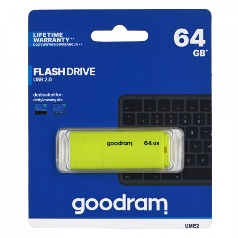 GOODRAM FLASHDRIVE 64GB UME2 USB 2.0 YELLOW - Galeria zdjęcie 1