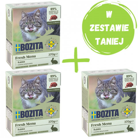 BOZITA Królik w sosie - mokra karma dla kota - 2x370g + GRATIS - Galeria zdjęcie 1
