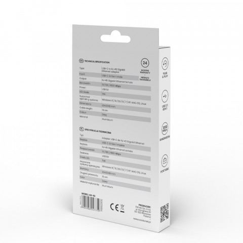 SAVIO AK-56 ADAPTER USB-C 3.1 GEN 1 DO RJ-45 - Galeria zdjęcie 2