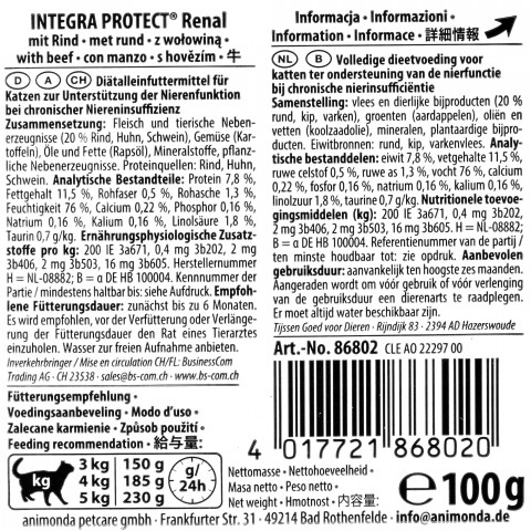ANIMONDA Integra Protect Renal Wołowina - mokra karma dla kota - 100g - Galeria zdjęcie 3