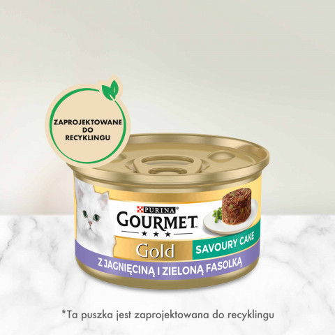 Gourmet Gold Savoury Cake jagnięcina i zielona fasola - mokra karma dla kota - 85 g - Galeria zdjęcie 3