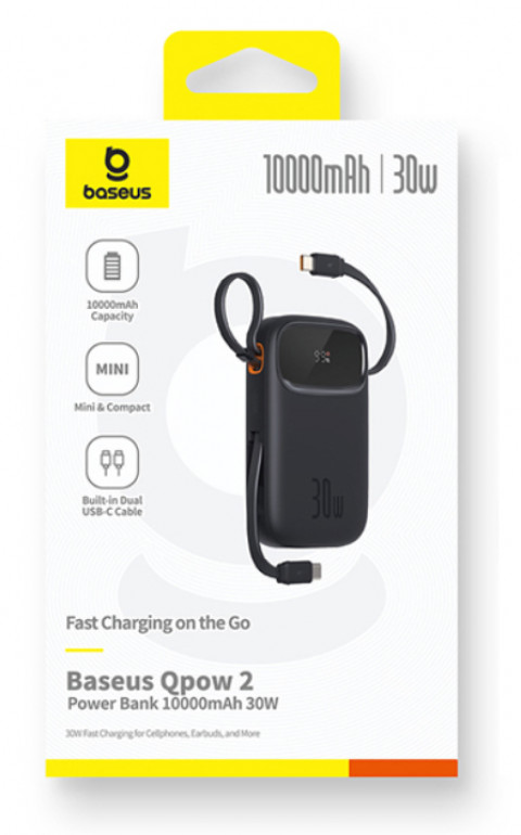 Powerbank Baseus Qpow 2 10000mAh 30W 2xUSB-C (czarny) - Galeria zdjęcie 2