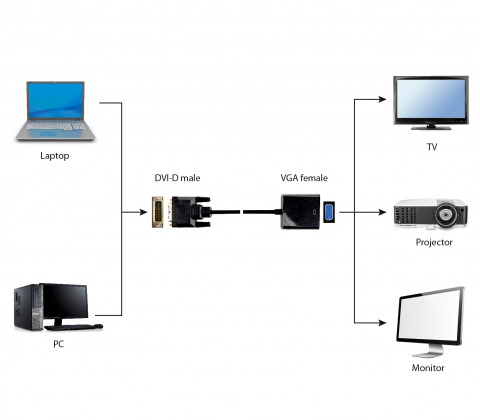 Gembird adapter dvi-d -> vga (24m/15f) czarny a-dvid-vgaf-01 - Galeria zdjęcie 3