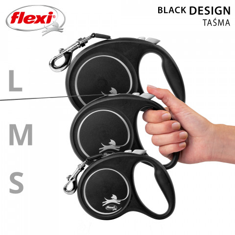FLEXI Black Design M srebrny - automatyczna smycz dla psa - 5m - Galeria zdjęcie 2