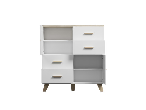 Komoda LOTTA 110 2D4S biały+ dąb sonoma - Galeria zdjęcie 2