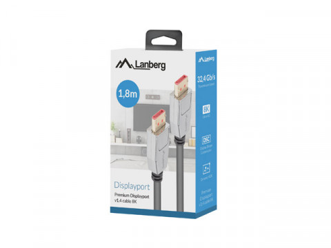 LANBERG KABEL DISPLAYPORT M/M 20PIN V1.4 1.8M 8K - Galeria zdjęcie 3