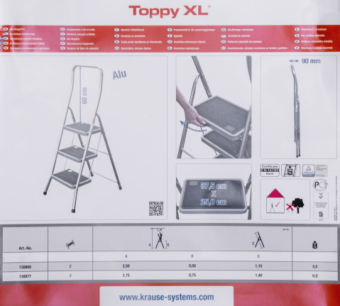 Schodki składane aluminium 2 stop.TOPPY XL KRAUSE - Galeria zdjęcie 2