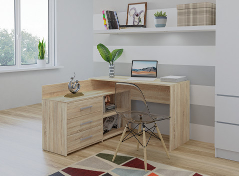 Biurko narożne + komoda DANY 120x50xH76 sonoma - Galeria zdjęcie 5