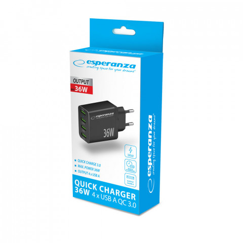 ESPERANZA ŁADOWARKA SIECIOWA 36W 4XUSB-A EZC107K - Galeria zdjęcie 5