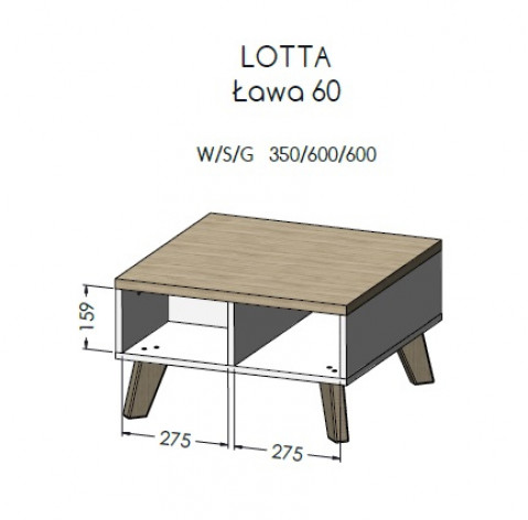 Ława LOTTA 60 biały+ dąb sonoma - Galeria zdjęcie 2