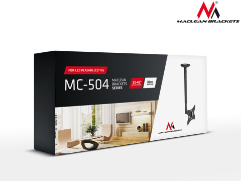 MACLEAN UCHWYT DO TELEWIZORA SUFITOWY 23-42" 50 - 85 CM 30KG MC-504 B SREBRNY TV - Galeria zdjęcie 7