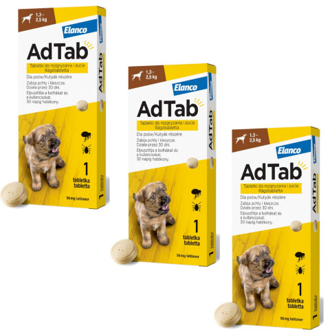 AdTab Tabletki dla psów (1,3-2,5kg) 3x(1x56mg) - Galeria zdjęcie 1
