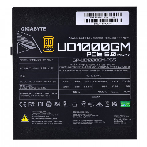 Zasilacz Gigabyte UD1000GM PG5 rev 2.0 1000W 80+ Gold - Galeria zdjęcie 4