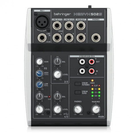 Behringer 502S - 5-kanałowy kompaktowy mikser analogowy z interfejsem USB zaprojektowany specjalnie do obsługi podcastów, streamowania oraz nagrywania w domu - Galeria zdjęcie 1