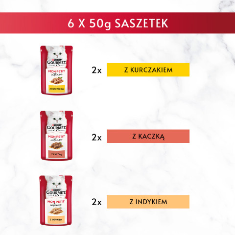 GOURMET Mon Petit Mix Drobiowy - mokra karma dla kota - 6x50 g - Galeria zdjęcie 3