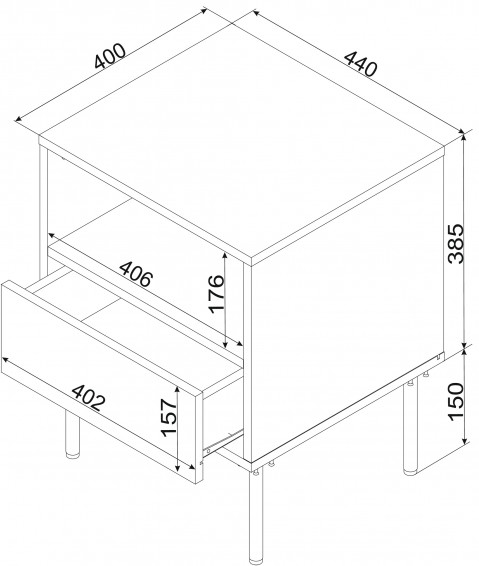 Szafka nocna 2szt TRESSE 44x40x53 zieleń mat - Galeria zdjęcie 4
