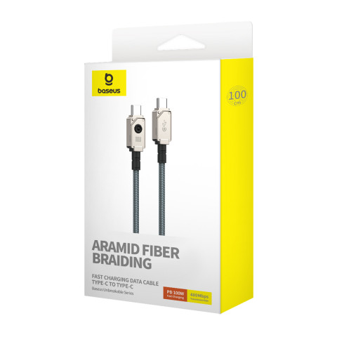 Kabel Baseus Unbreakable Typ C-Typ C 100W 1m (biały) - Galeria zdjęcie 7