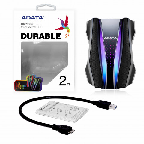 Dysk zewnętrzny HDD ADATA HD770G AHD770G-2TU32G1-CBK (2TB; 2.5"; USB 3.2; czarny) - Galeria zdjęcie 7