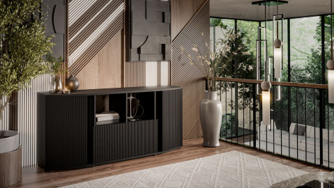 Komoda MICHELLE 178x35-47xH82 czarny/dąb viking - Galeria zdjęcie 4