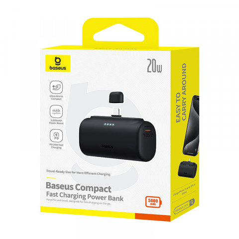 Powerbank Baseus Compact IP 5000mAh 20W USB-C/Lightning (czarny) - Galeria zdjęcie 6