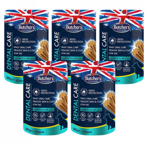 BUTCHER'S Dental Care for medium dogs - przysmak dentystyczny dla psów średnich - 5x180g - Galeria zdjęcie 1