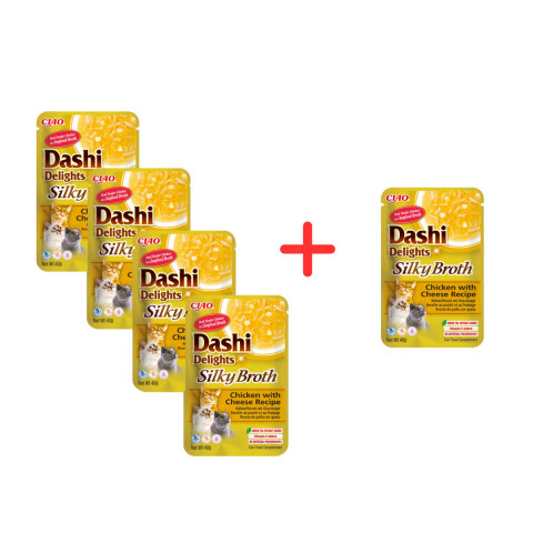 INABA CAT Dashi Delights Silky Broth Chicken with Cheese - przysmak dla kota - 4x40g + GRATIS - Galeria zdjęcie 1